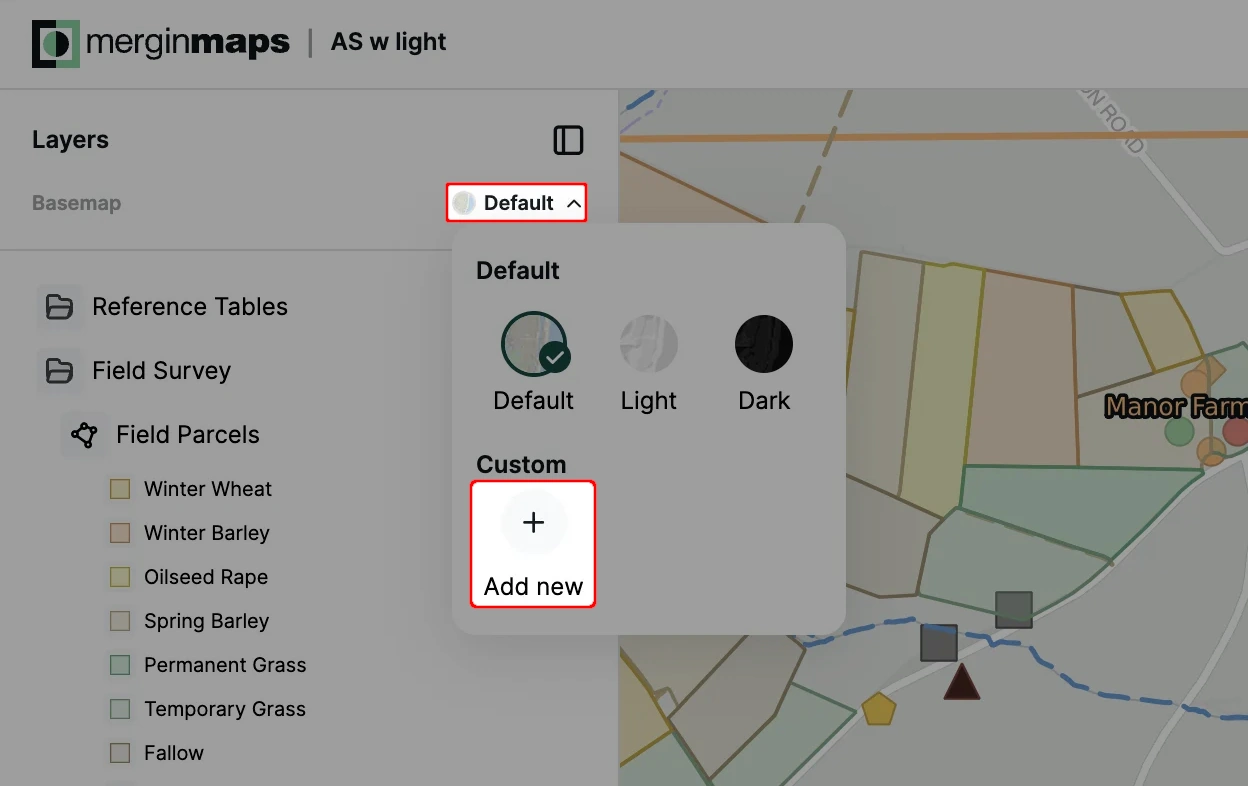 Mergin Maps webmaps background map selection Mergin Maps webmaps background map selection