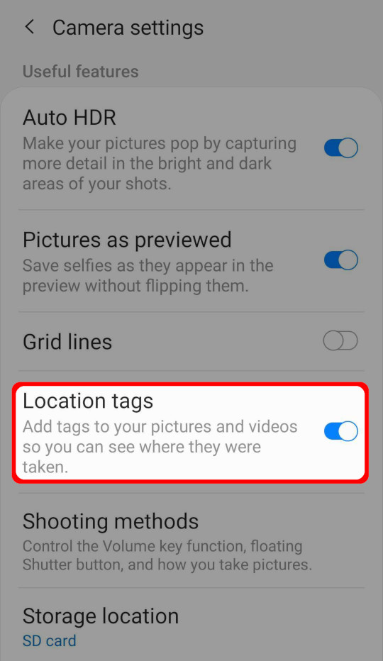 Allowing location tags in Android