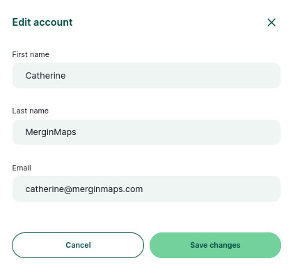 Mergin Maps dashboard edit name and e-mail