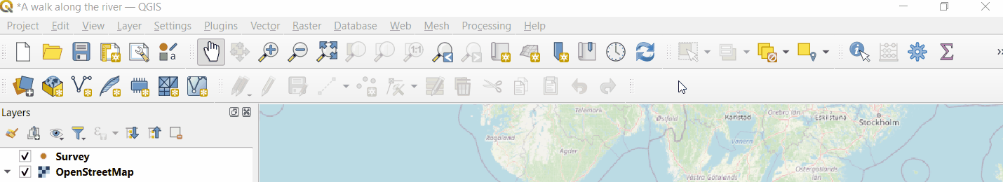 Enabling Mergin Maps plugin in QGIS toolbars panel