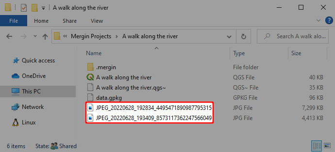 Mergin Maps project files in PC folder