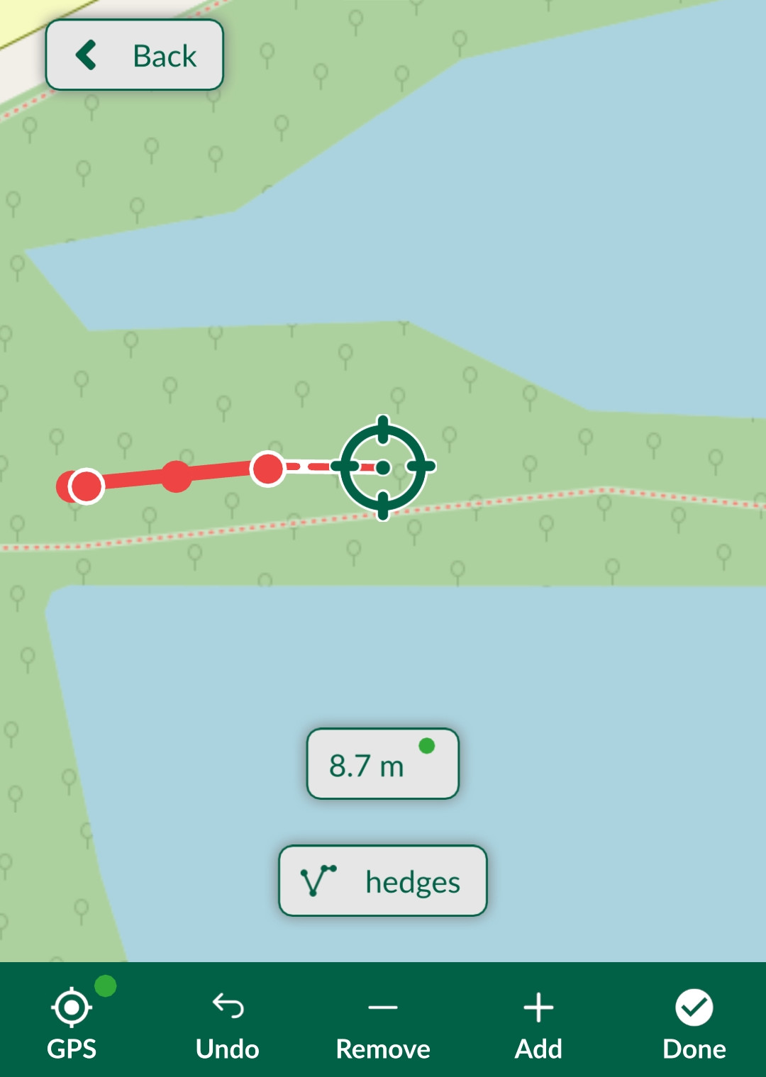 Surveying lines in Mergin Maps mobile app