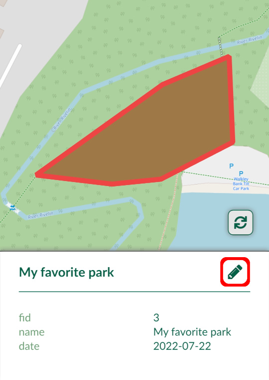 Edit button in Mergin Maps mobile app