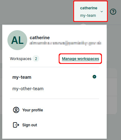 Mergin Maps dashboard manage workspaces