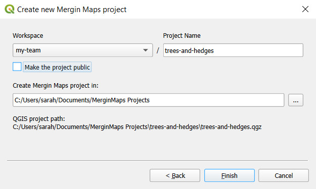 Create new Mergin Maps project in QGIS