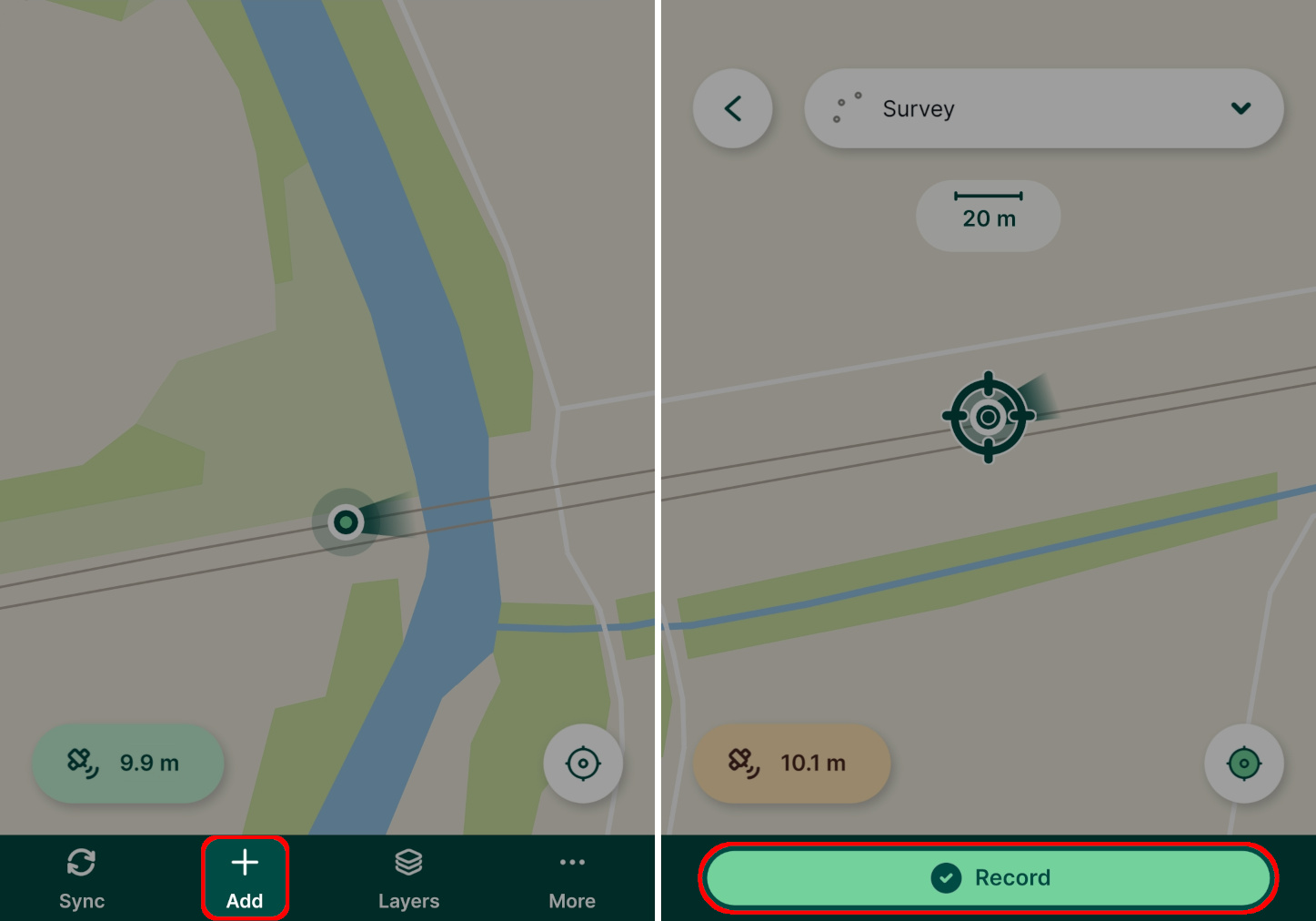 Capturing point in Mergin Maps mobile app