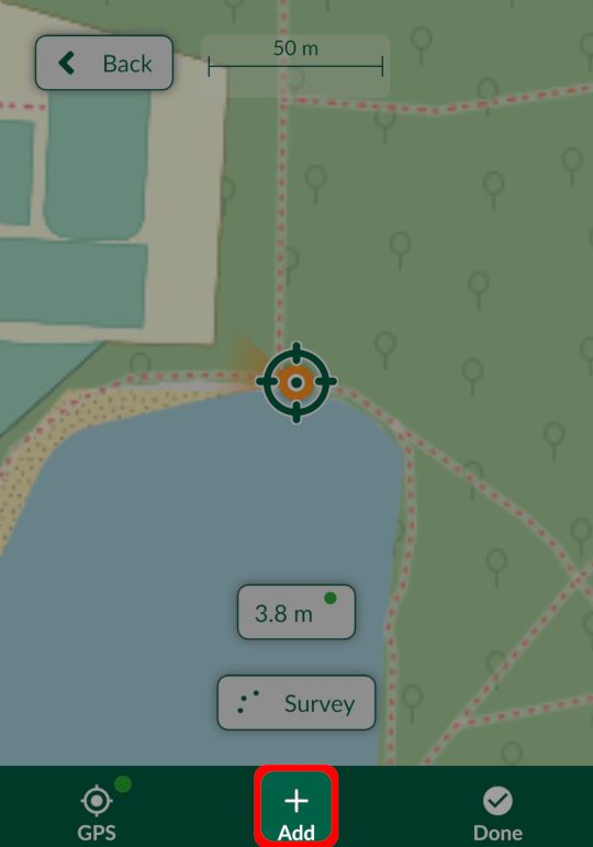 Capturing point in Mergin Maps mobile app