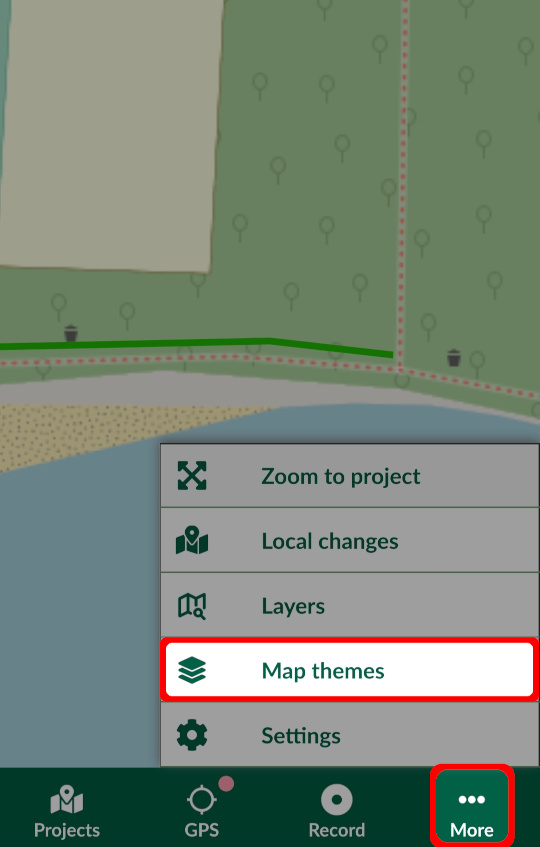 Map themes in Mergin Maps mobile app