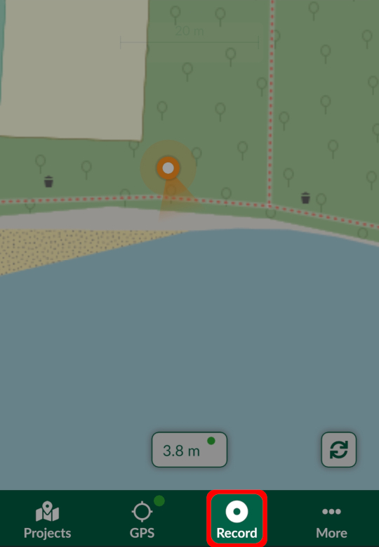 Mergin Maps mobile app Record button