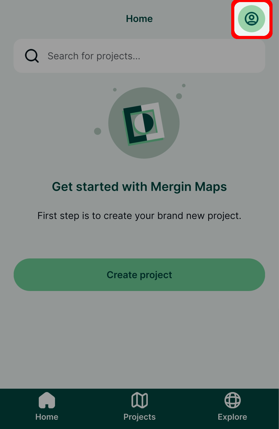 Mergin Maps mobile app account icon