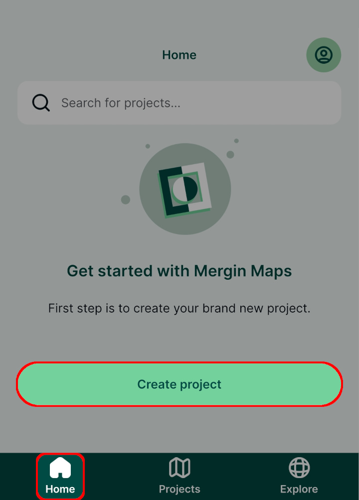 Create project in Mergin Maps mobile app