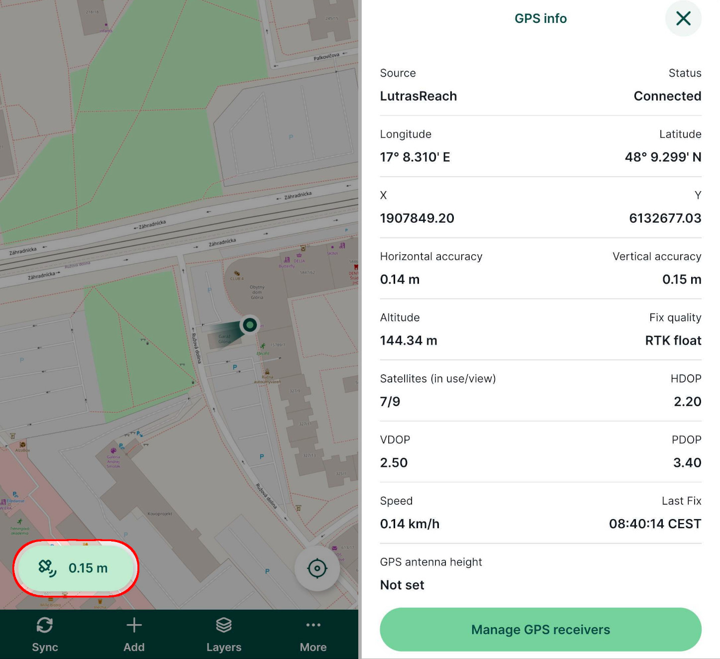 GPS info from external GPS in Mergin Maps mobile app