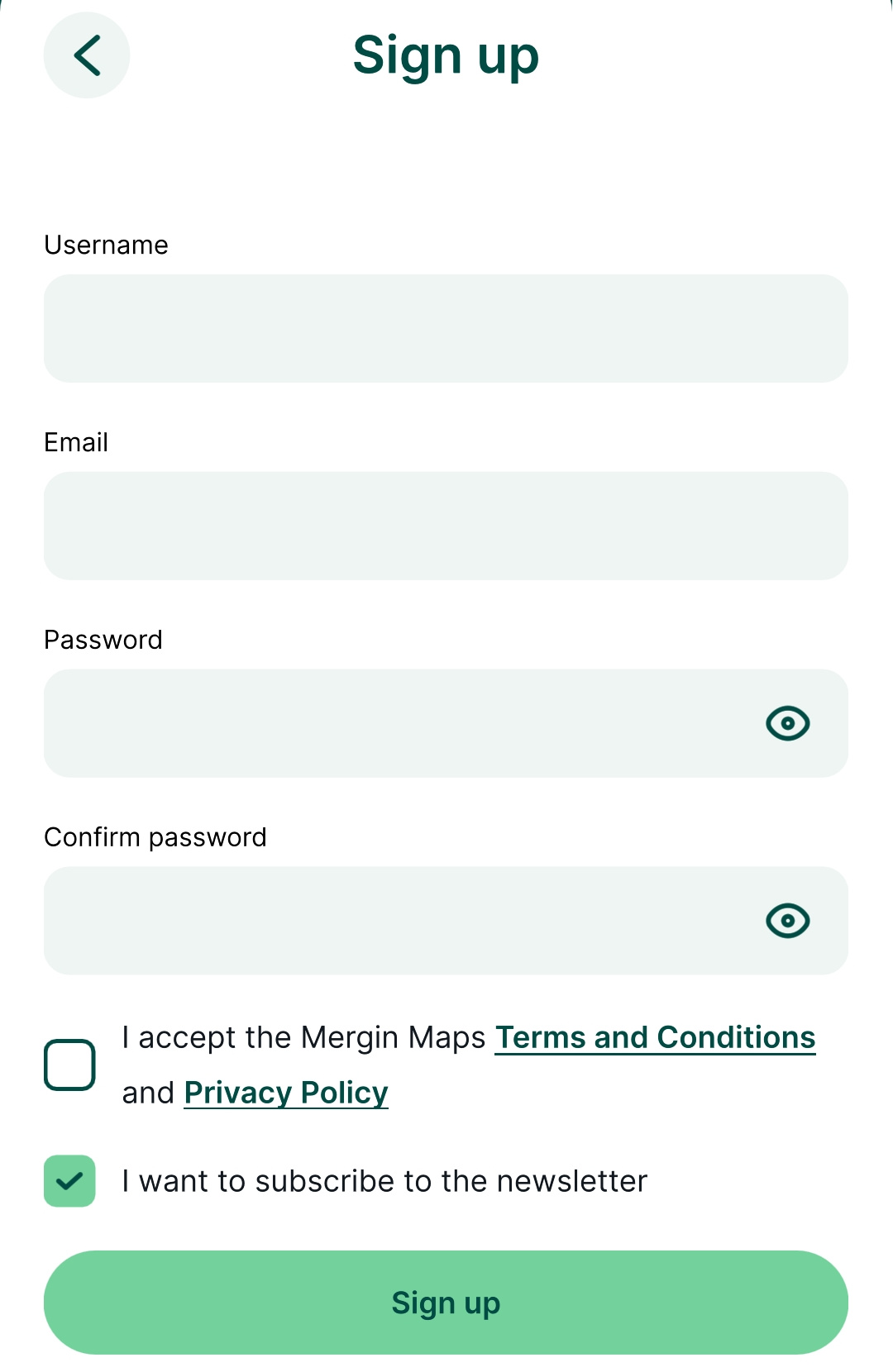 Mergin Maps mobile app register