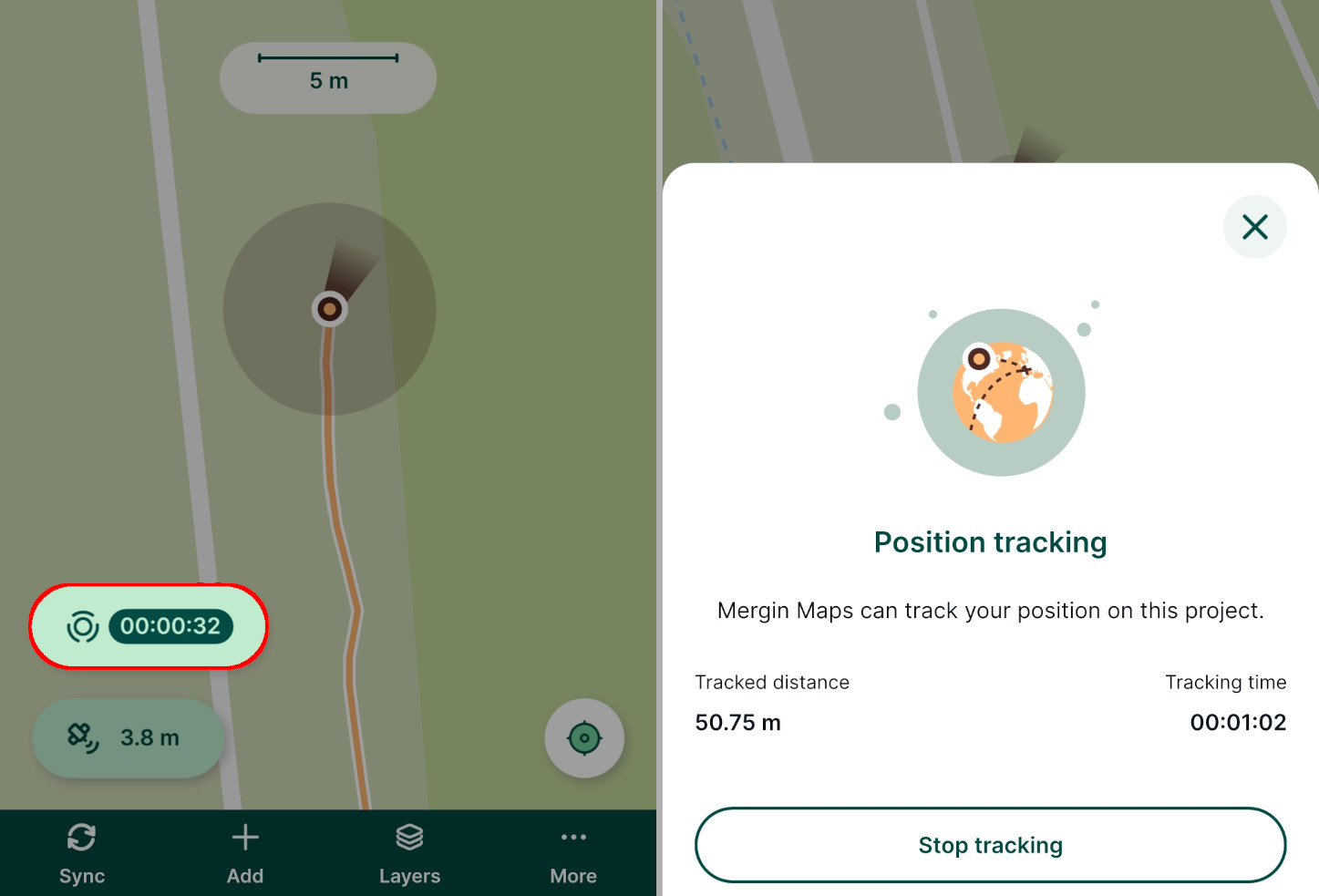 Stop tracking in Mergin Maps mobile app
