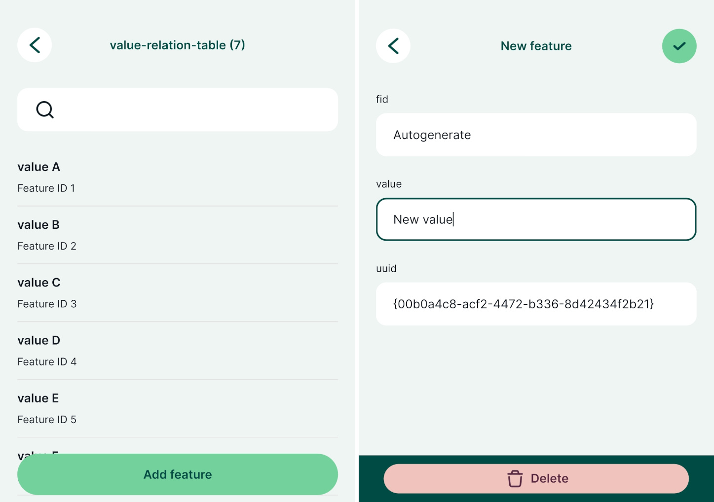 Editing non-spatial features in Mergin Maps mobile app