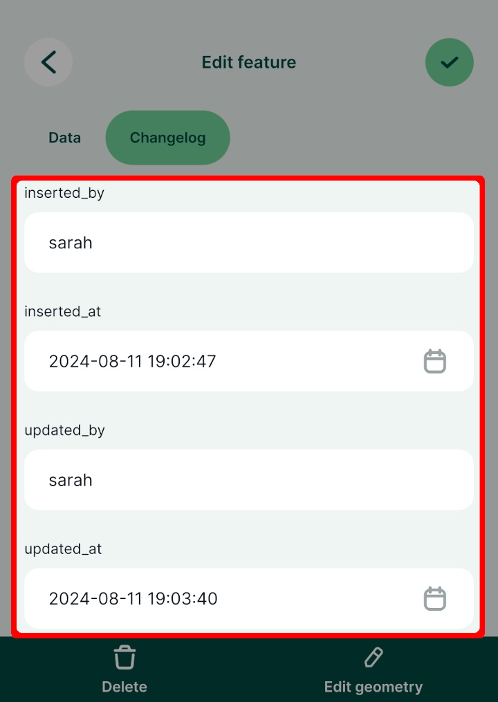 Mergin Maps mobile app attributes form default values