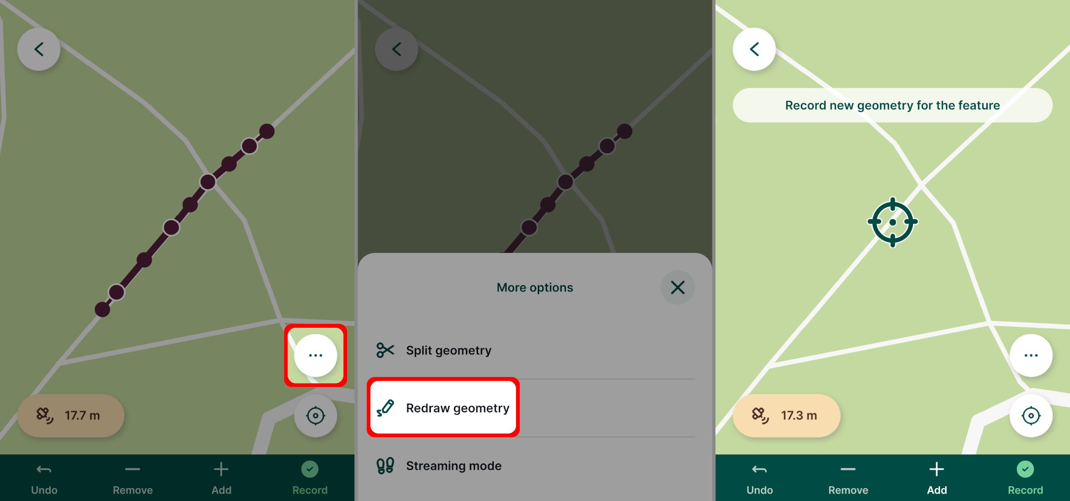 Redrawing geometry of a line feature