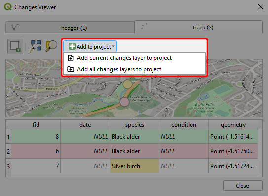 Add local changes to QGIS project