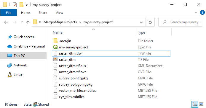 Mergin Maps project folder content