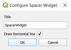QGIS Spacer Widget configuration