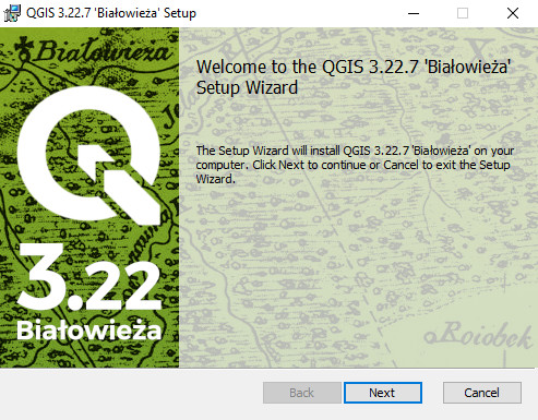 QGIS installer Setup Wizard