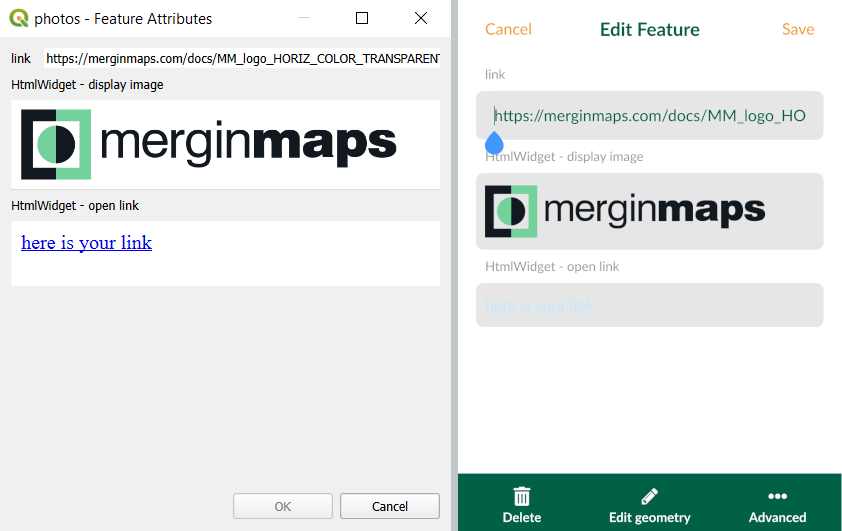 HTML widget in QGIS and in Mergin Maps mobile app