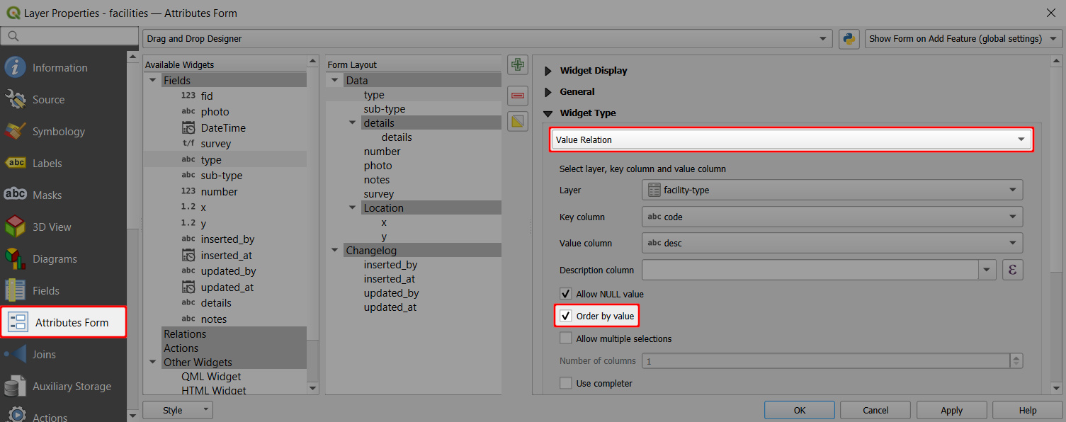 QGIS Value relation order by value