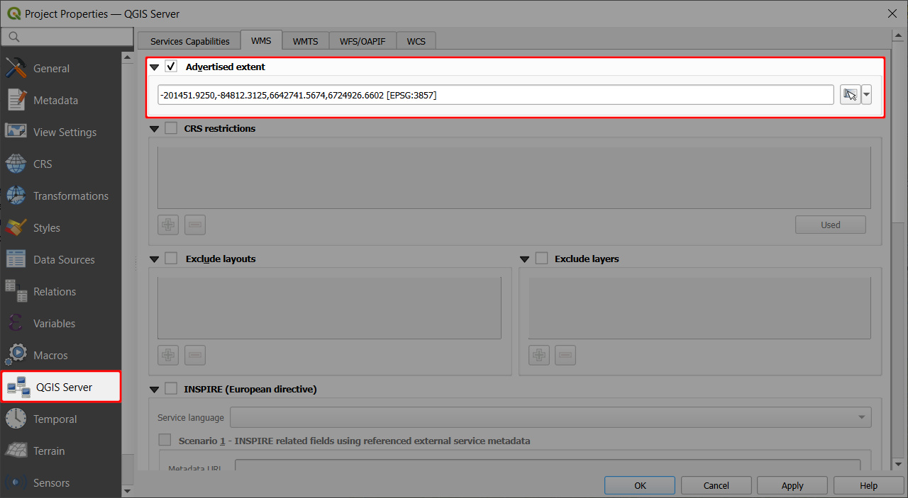 Maps in dashboard extent set in QGIS project