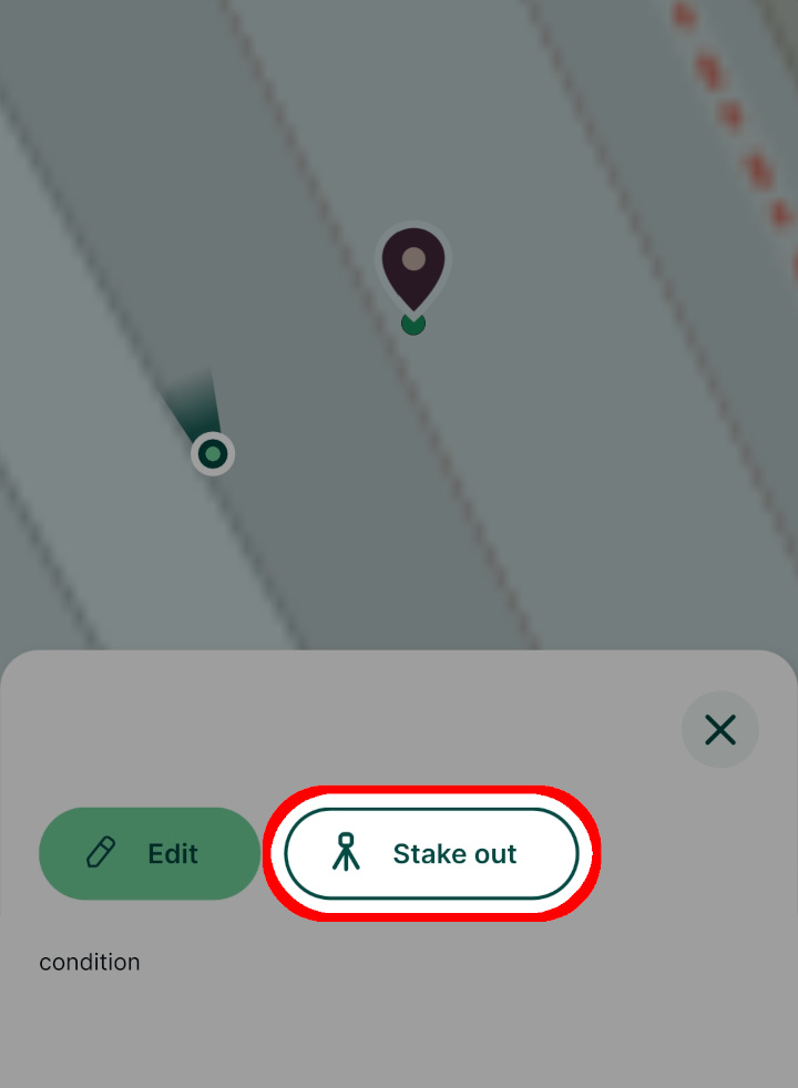 Stake out feature Mergin Maps mobile app
