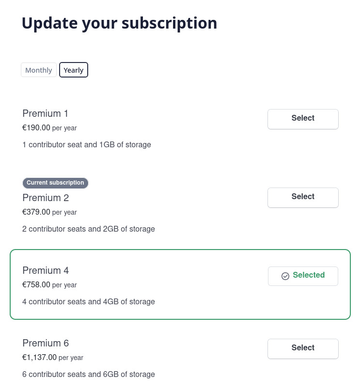 Changing Mergin Maps subscription plan