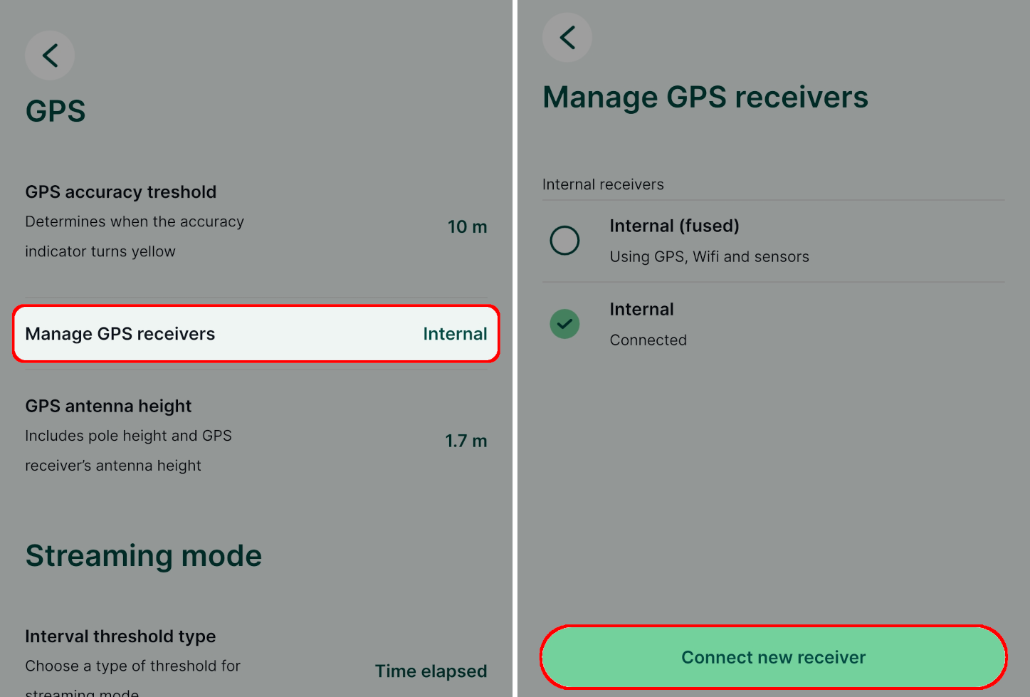 Select GPS receiver Select GPS receiver