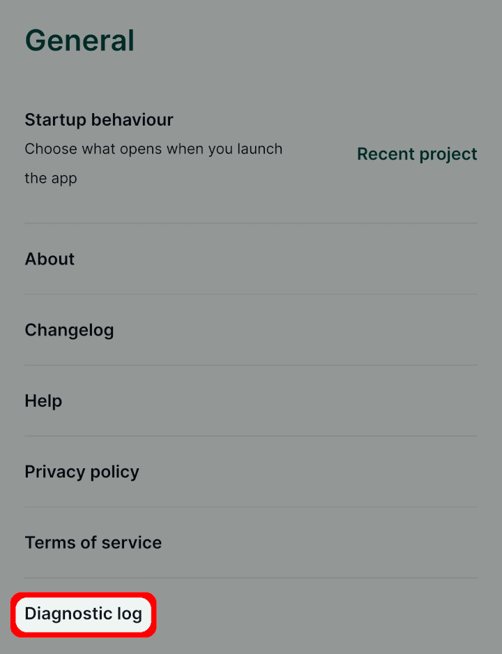 Diagnostic log in Mergin Maps mobile app Access diagnostic log in Mergin Maps mobile app