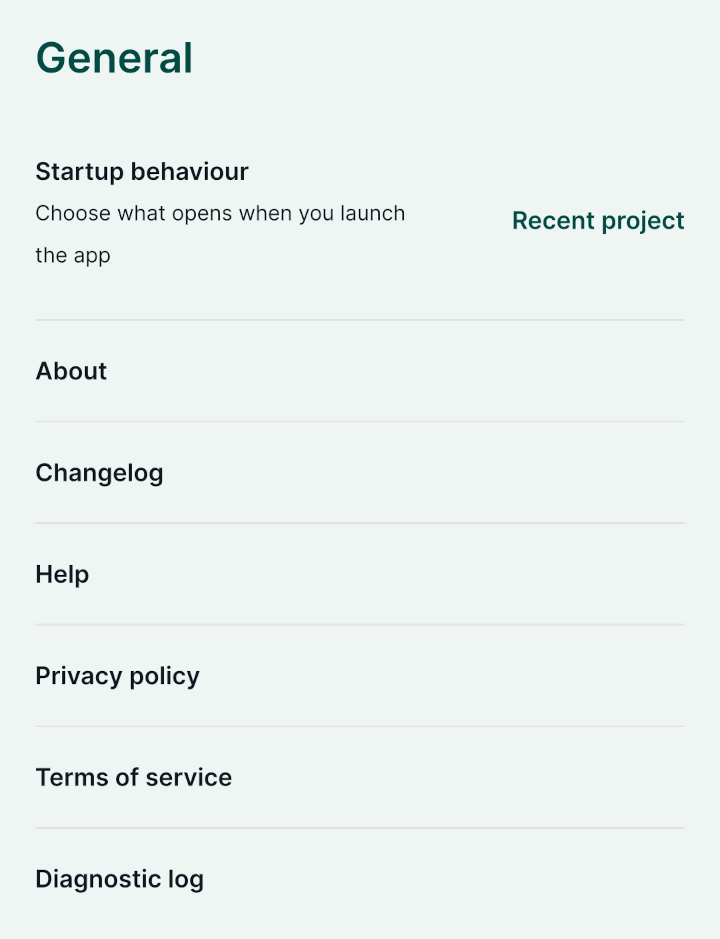Mergin Maps mobile app settings general