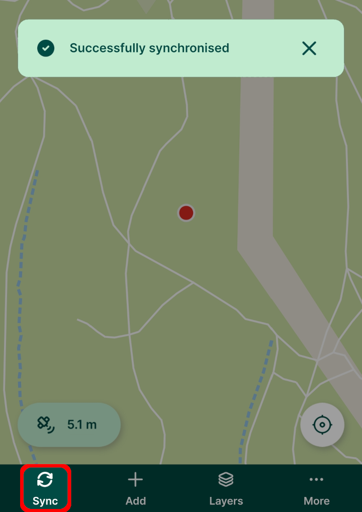 Successful synchronisation message