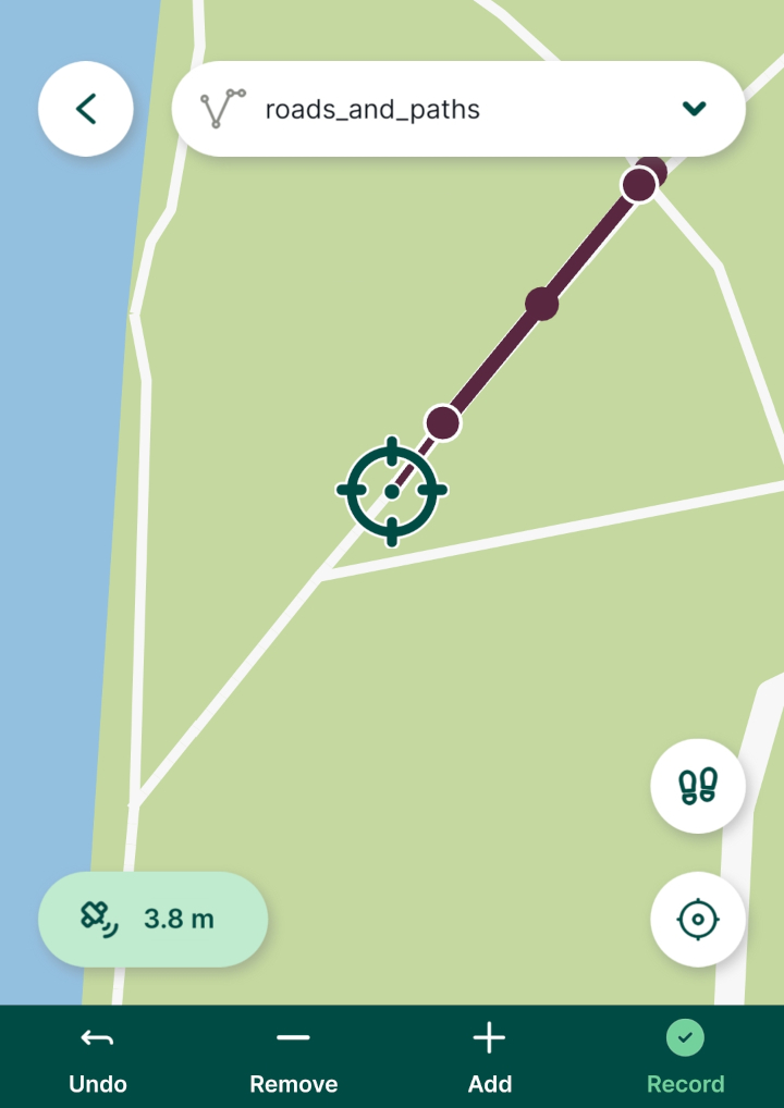 Surveying lines in Mergin Maps mobile app Surveying lines in Mergin Maps mobile app