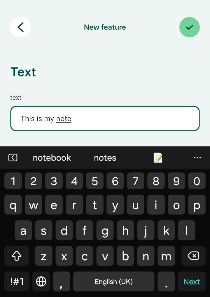 Mergin Maps mobile app text field form