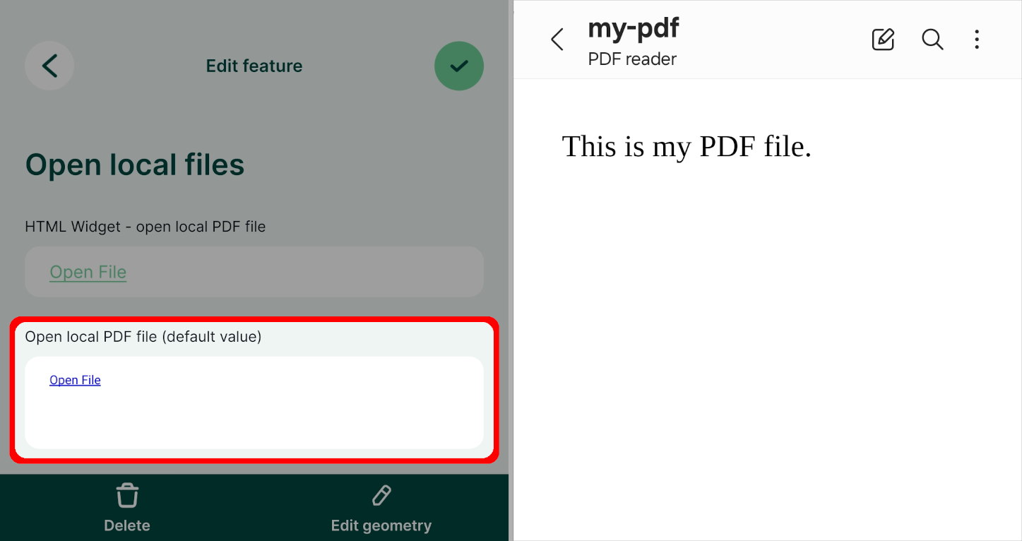 Open a local PDF file in Mergin Maps mobile app