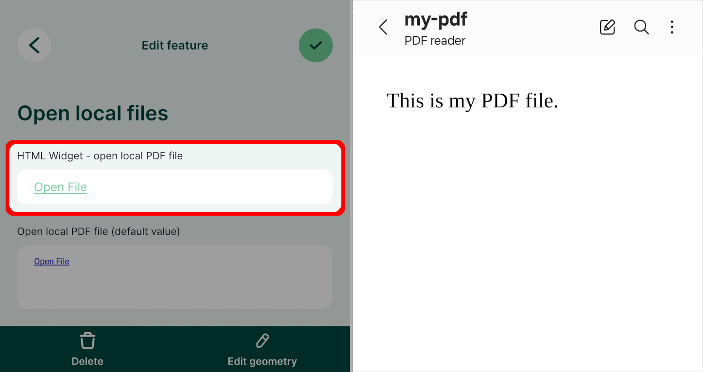 Open a local PDF file in Mergin Maps mobile app