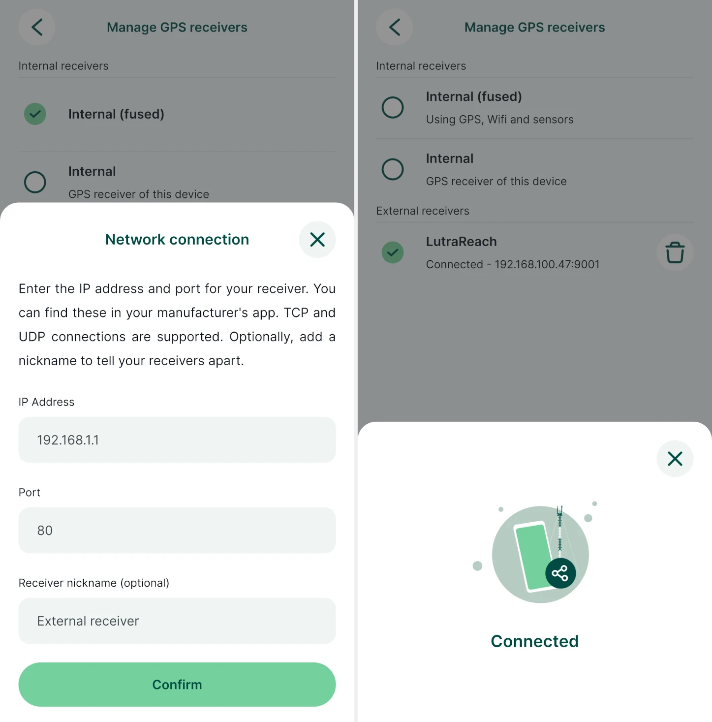 Connect a GPS receiver using a network provider