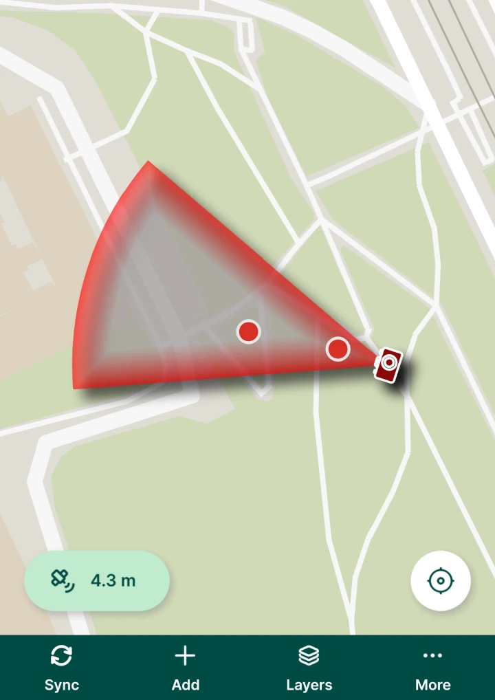 Mergin Maps mobile app displays photo direction Mergin Maps mobile app displays photo direction