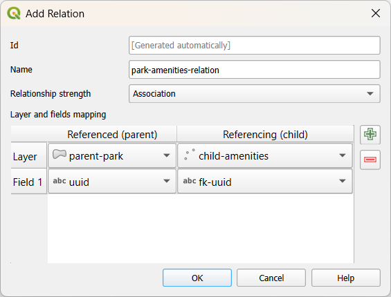 One to many relation setup in QGIS
