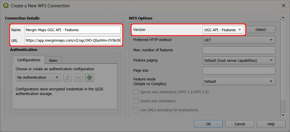 QGIS New WFS/OGC API Features connection QGIS New WFS/OGC API Features connection
