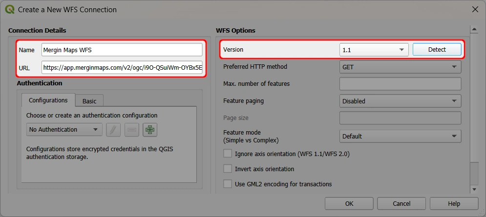 QGIS New WFS/OGC API Features connection QGIS New WFS/OGC API Features connection
