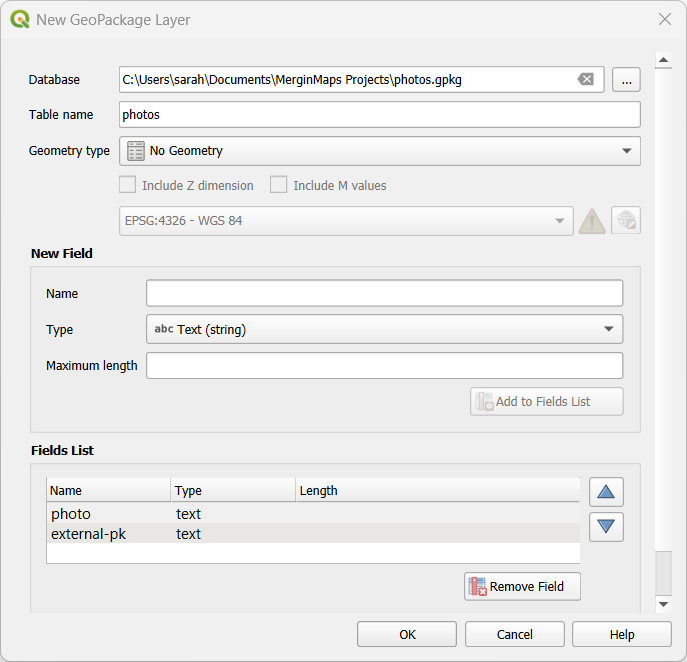 QGIS creating a non-spatial layer for storing photos QGIS creating a non-spatial layer for storing photos