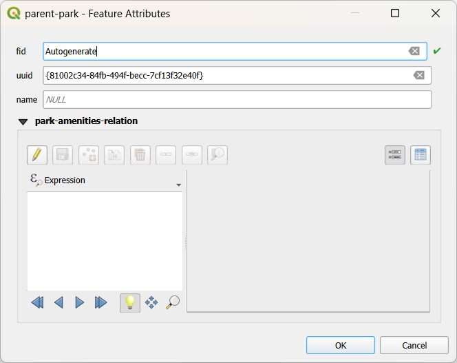 QGIS attributes form relation