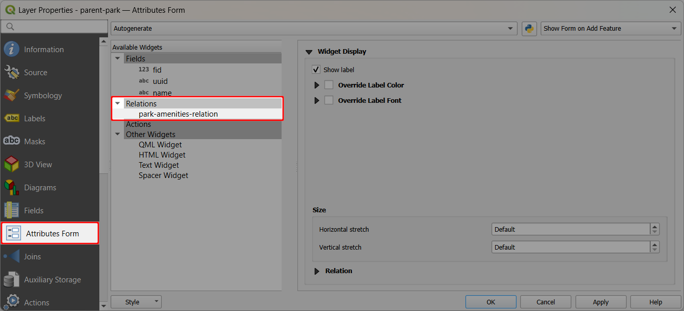 One to many relation setup in QGIS