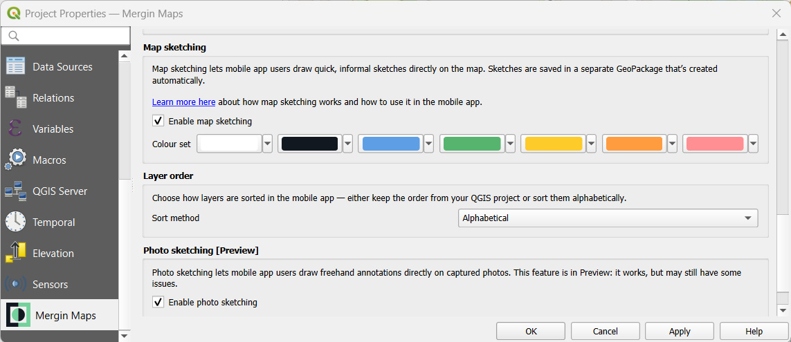 Mergin Maps Project Properties in QGIS Mergin Maps Project Properties in QGIS