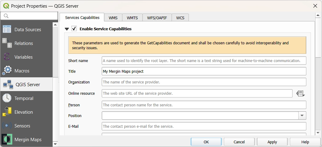 QGIS Project Properties QGIS Server Capabilities QGIS Project Properties QGIS Server Capabilities