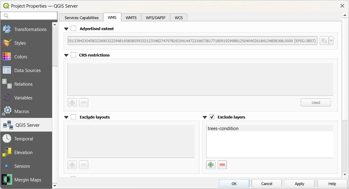 QGIS Project Properties QGIS Server WMS QGIS Project Properties QGIS Server WMS